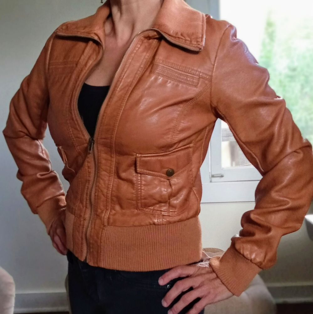 Charlotte Russe Tan foux leather jacket